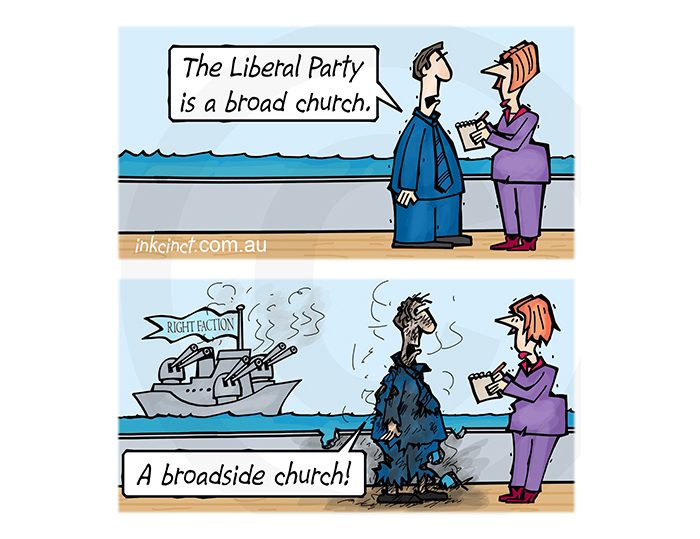 2018-509P Liberal party broad church, battleship - POLITICS AUSTRALIA VICTORIA 26th November