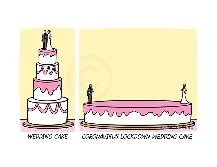 2020-344P Coronavirus lockdown wedding cake. 5th October