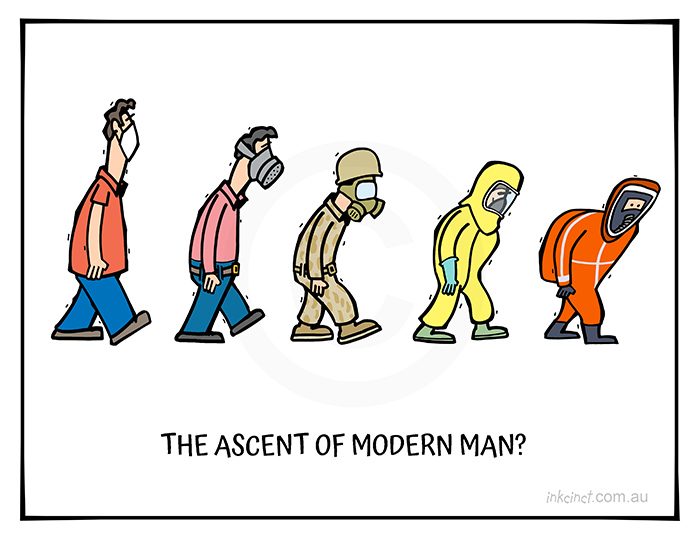 2021-151 THE ASCENT OF MODERN MAN, face gas masks - ENVIRONMENT GLOBAL 5th May