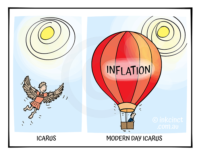 2022-133 Modern day Icarus, INFLATION BALLOON ECONOMIC - MSC AUSTRALIA 29-Apr-22