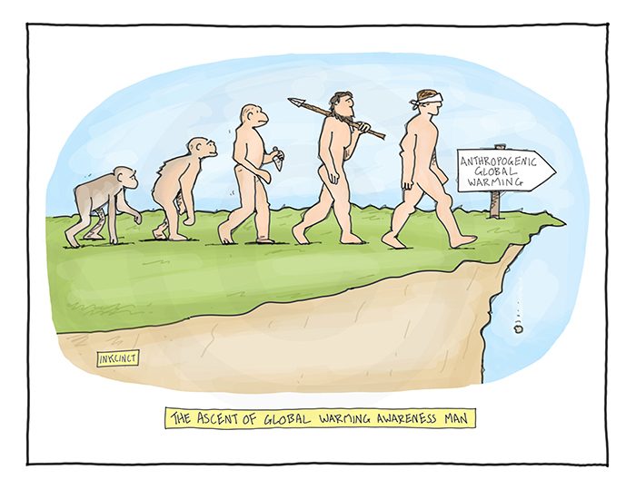 2016-481 The ascent of global warming awareness man - climate change, cliff