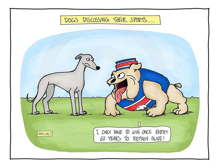2016-566 A greyhound and a bulldog discuss their sports 6th October