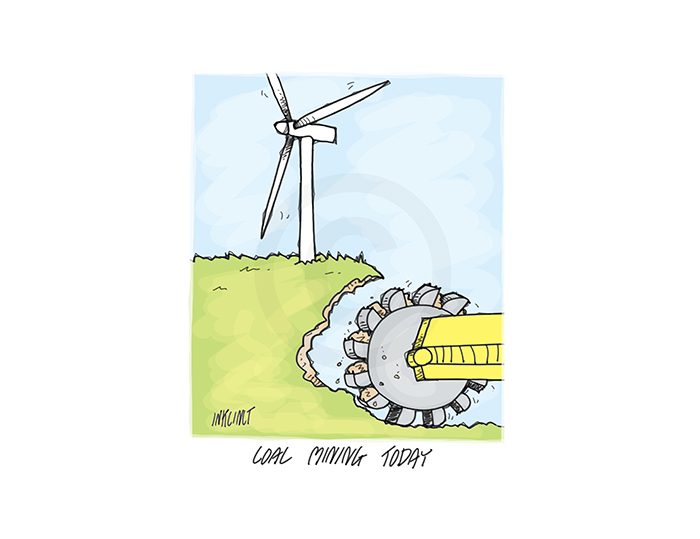 2017-078P Coal mining today, wind farm turbine - ENVIRONMENT AUSTRALIA 13th February