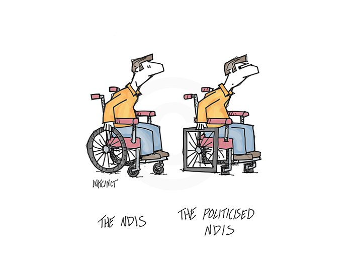 2017-091P The politicised NDIS scheme, wheelchair - POLITICS SOCIAL AUSTRALIA 20th February