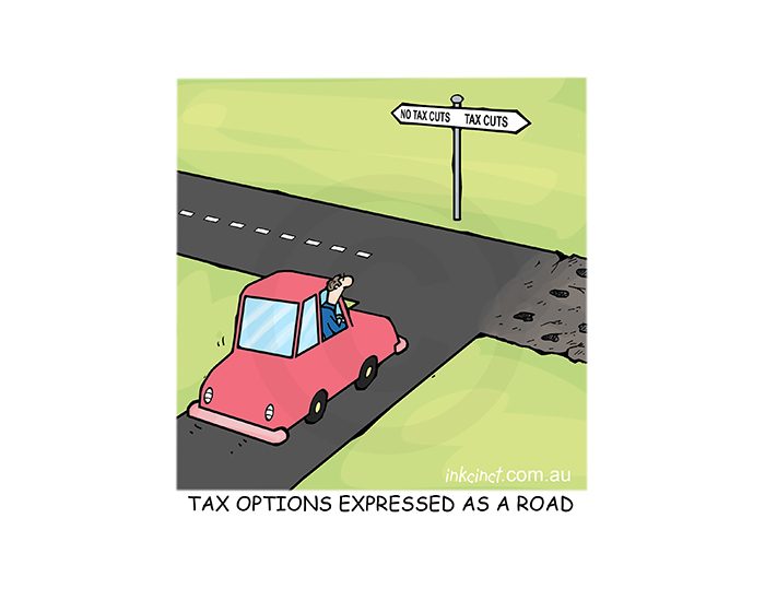 2018-306P Tax options expressed as a road, cuts potholes - SOCIAL AUSTRALIA 2nd July
