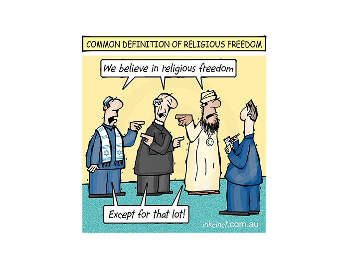 2018-322P Common definition of religious freedom, rabbi, Muslim priest - RELIGION AUSTRALIA WORLD 10th July