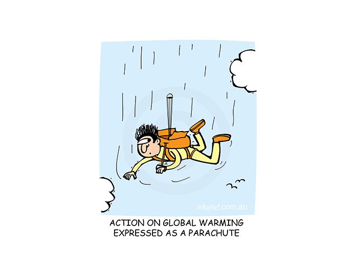 2019-359P Action on global warming expressed as a parachute. 27th August