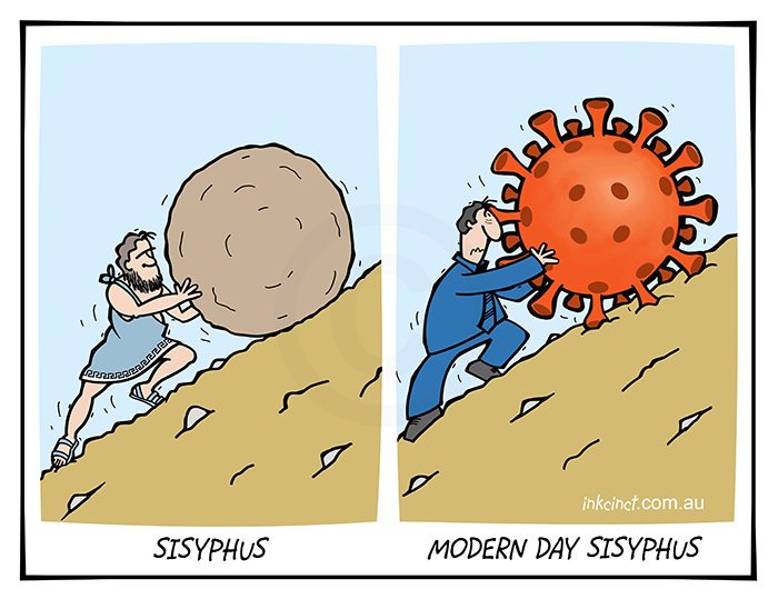 2020-265 Modern day Sisyphus, coronavirus - WORLD AUSTRALIA BALLARAT 4th August
