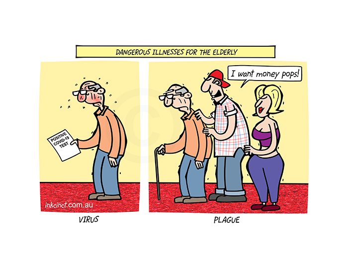 2020-295P Dangerous illnesses for the elderly, elder abuse coronavirus plague. 25th August - copy