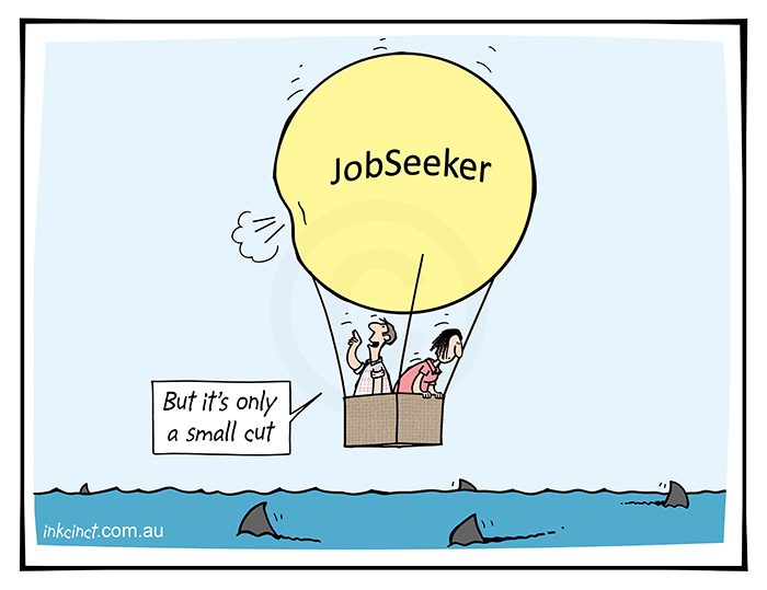2020-332 Only a small cut, JobSeeker balloon shark - AUSTRALIA 25th September