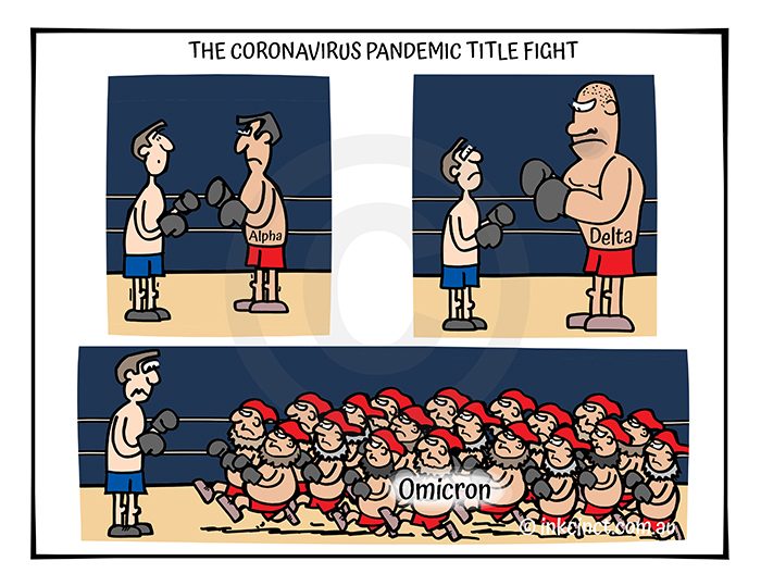 2022-013 The coronavirus pandemic title fight, DELTA OMICRON BOXING - MSC BALLARAT 11-Jan-22 copy