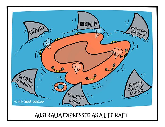 2022-161 Australia expressed as a life raft. ENVIRONMENT ECONOMIC SHARK – MSC 23-May-22