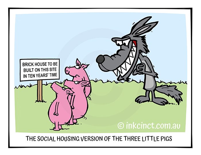 2023-136 Social housing version of The Three Little pigs, ECONOMIC WOLF SOCIAL - MSC BALLARAT 11-Apr-23